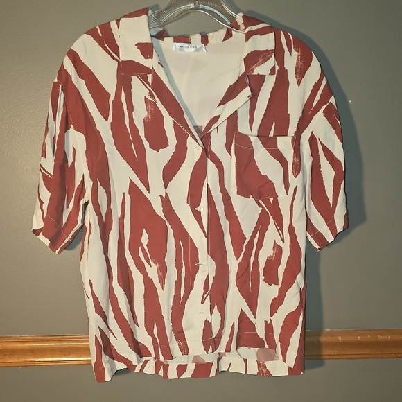 Anine Bing Red and White Button Down Shirt - Picture 1 of 4